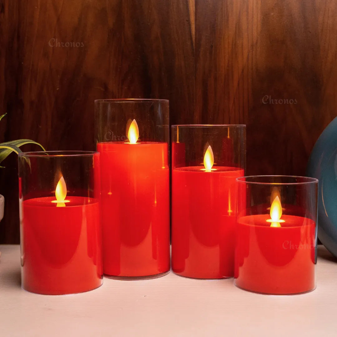 Warm glow red LED candle for elegant home décor and festive lighting