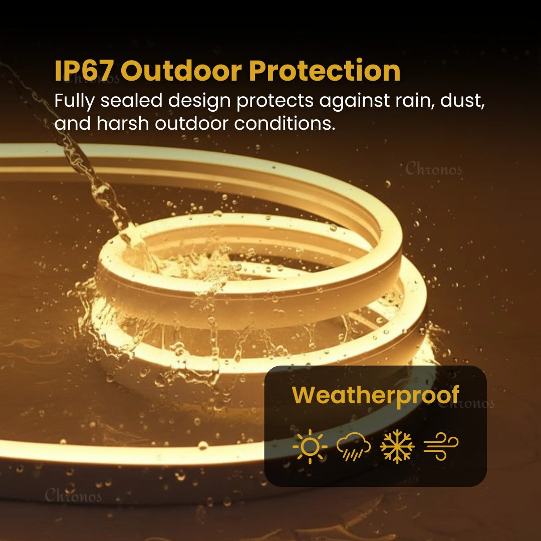 Warm white 3000K flexible neon light designed for façade and contour lighting applications