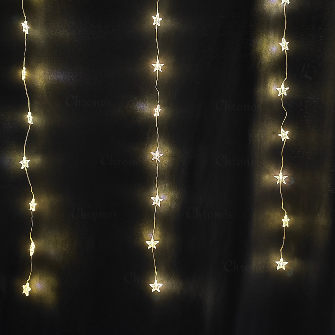 Warm white hanging star lights for home décor, balconies, and living rooms