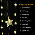 Warm white star curtain LED lights with 10 string drops for elegant décor