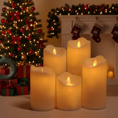 LED Moving Flame Pillar Candle - Smooth Ivory