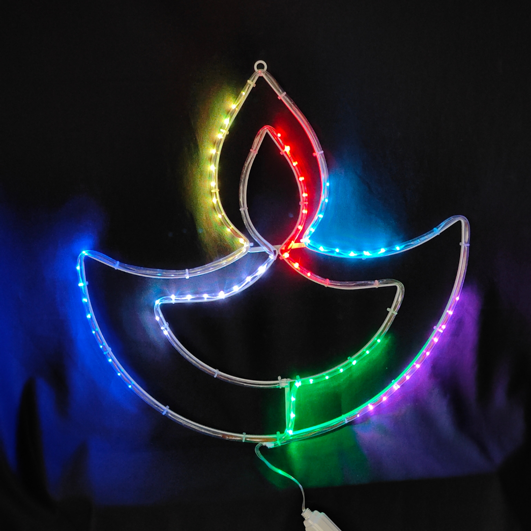 Wedding RGB neon diya backdrop light for mandap and stage decoration