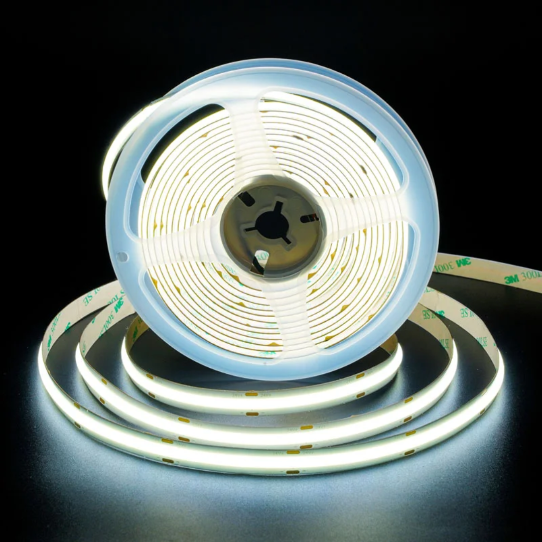 8mm White COB Dotless LED Strip Light – 12V, 5M, 320 LEDs/m – High Brightness & Flexible