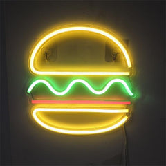 Burger Neon Sign Light Wall Hanging | USB Operated