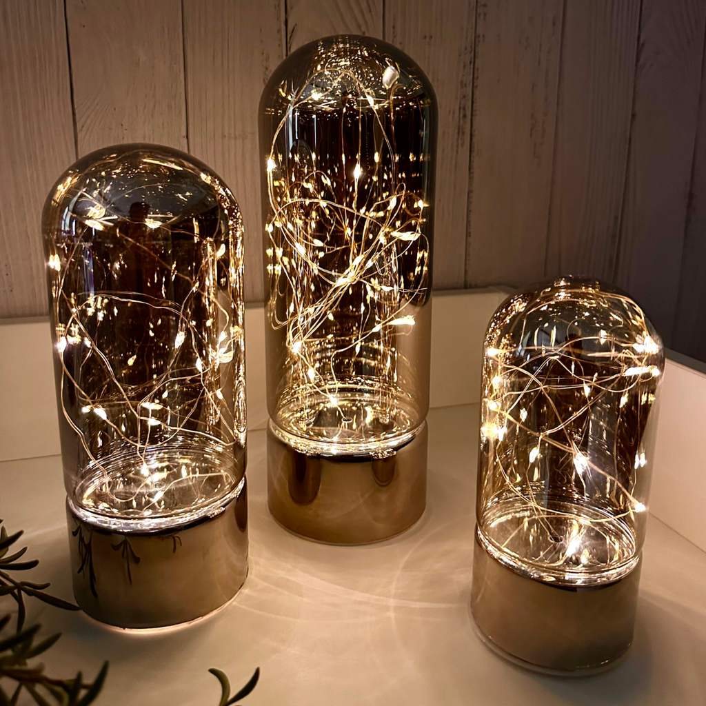 Glass Table Lamps with Fairy Lights | Bell Jar Top