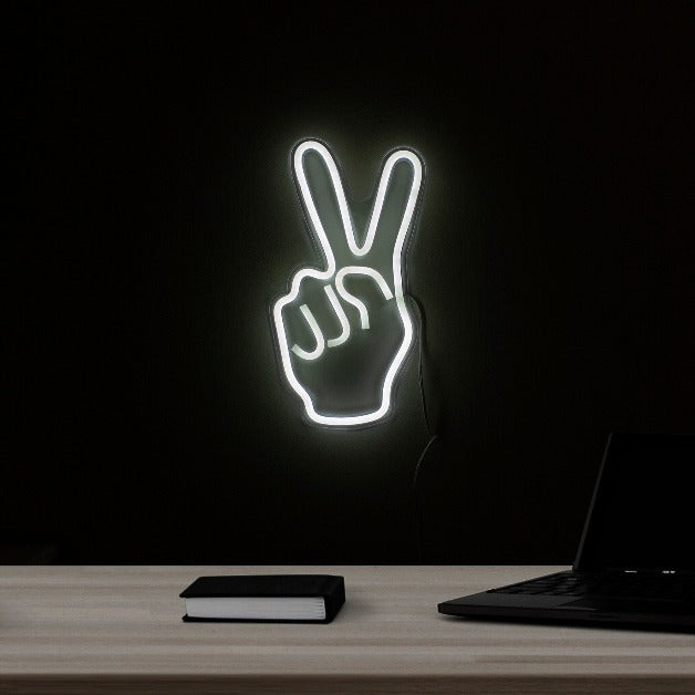 Neon Sign Light | Wall Hanging | Peace Sign Hand