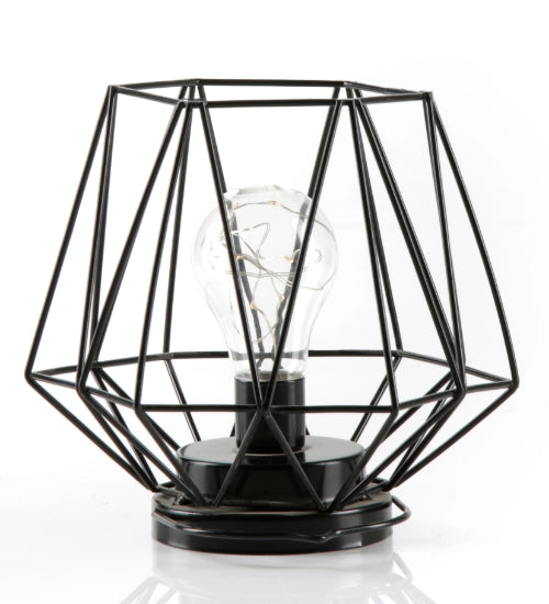 Geometric Metal Cage Lamp - Matte Black - Chronos