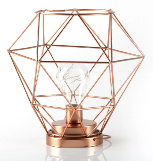 Geometric Metal Cage Lamp - Rose Gold - Chronos