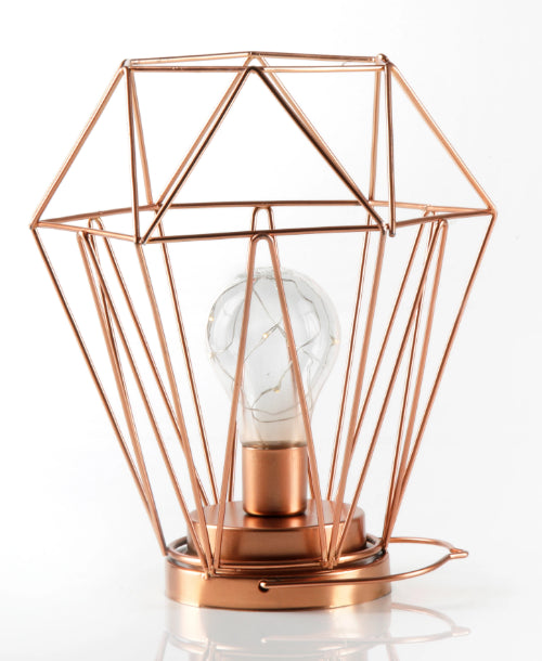 Geometric Metal Cage Lamp - Rose Gold - Chronos