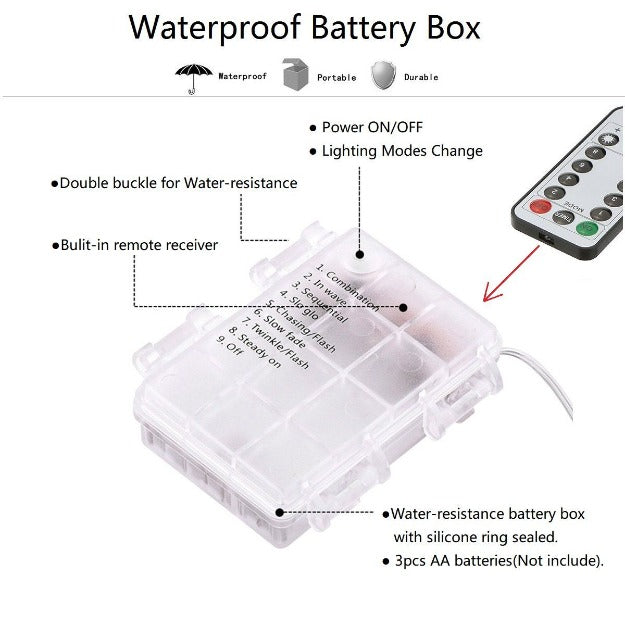 Fairy Lights - 3AA Battery Operated | Remote Control | IP44 Waterproof