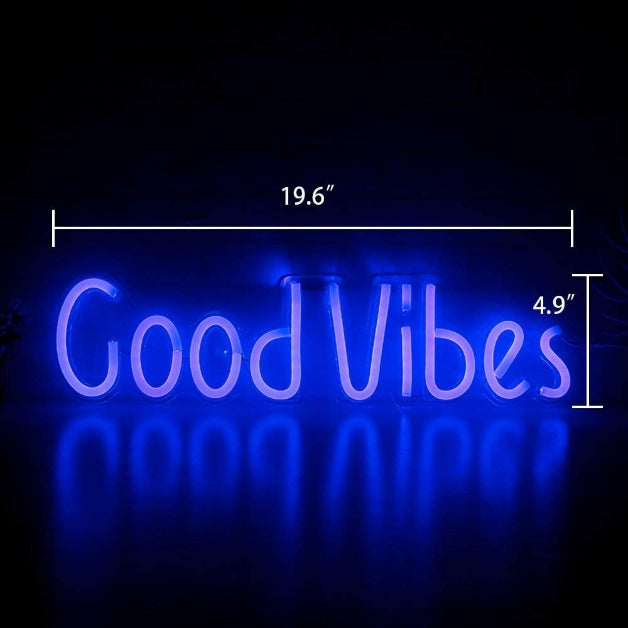 Neon Sign Light | Wall Hanging | Good Vibes - Blue