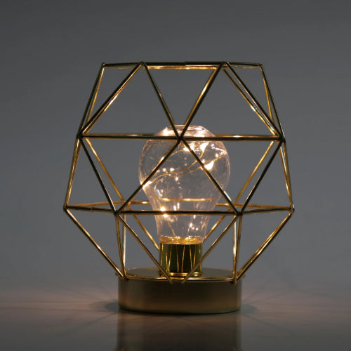 Geometric Metal Cage Lamp - Gold - Chronos