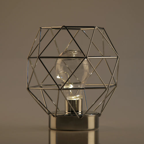 Geometric Metal Cage Lamp - Silver - Chronos