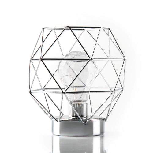 Geometric Metal Cage Lamp - Silver - Chronos
