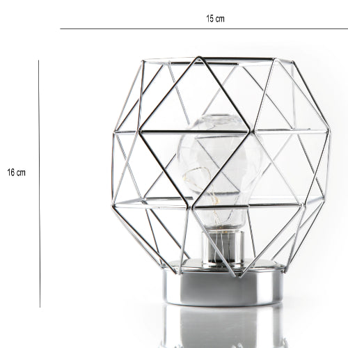 Geometric Metal Cage Lamp - Silver - Chronos