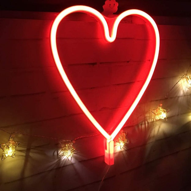 Neon Sign Lamp Wall Hanging | Battery & USB Operated | Heart