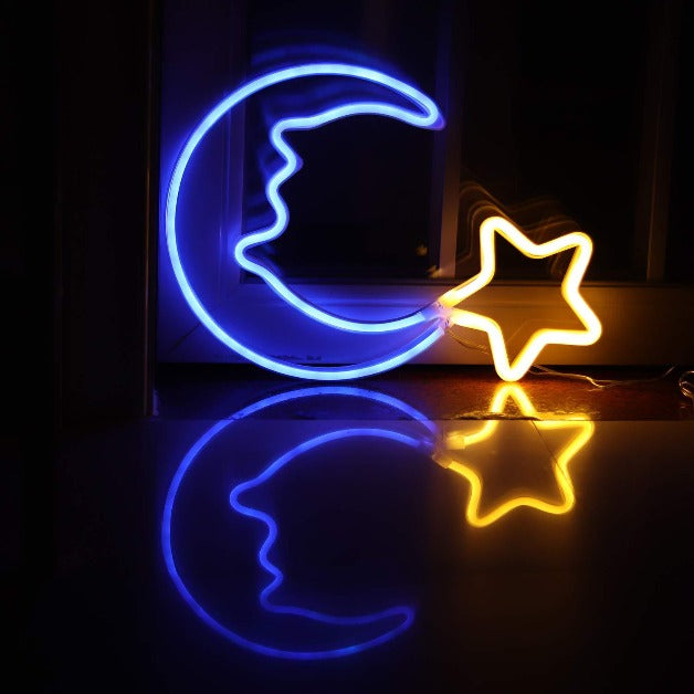 Neon Sign Light | Wall Hanging | Moon Star