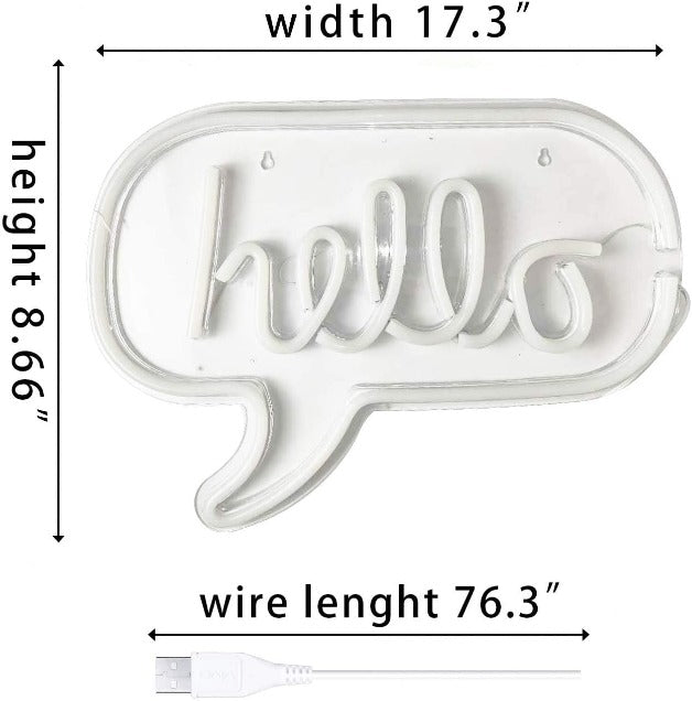 Neon Sign Light | Wall Hanging | Hello