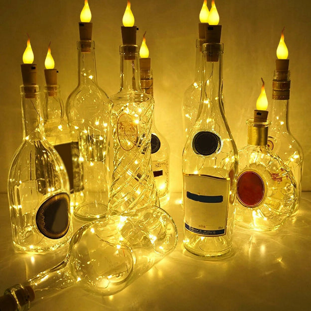 Fairy Lights with Bottle Cork and Candle - Battery Operated | Pack of 10 - Chronos