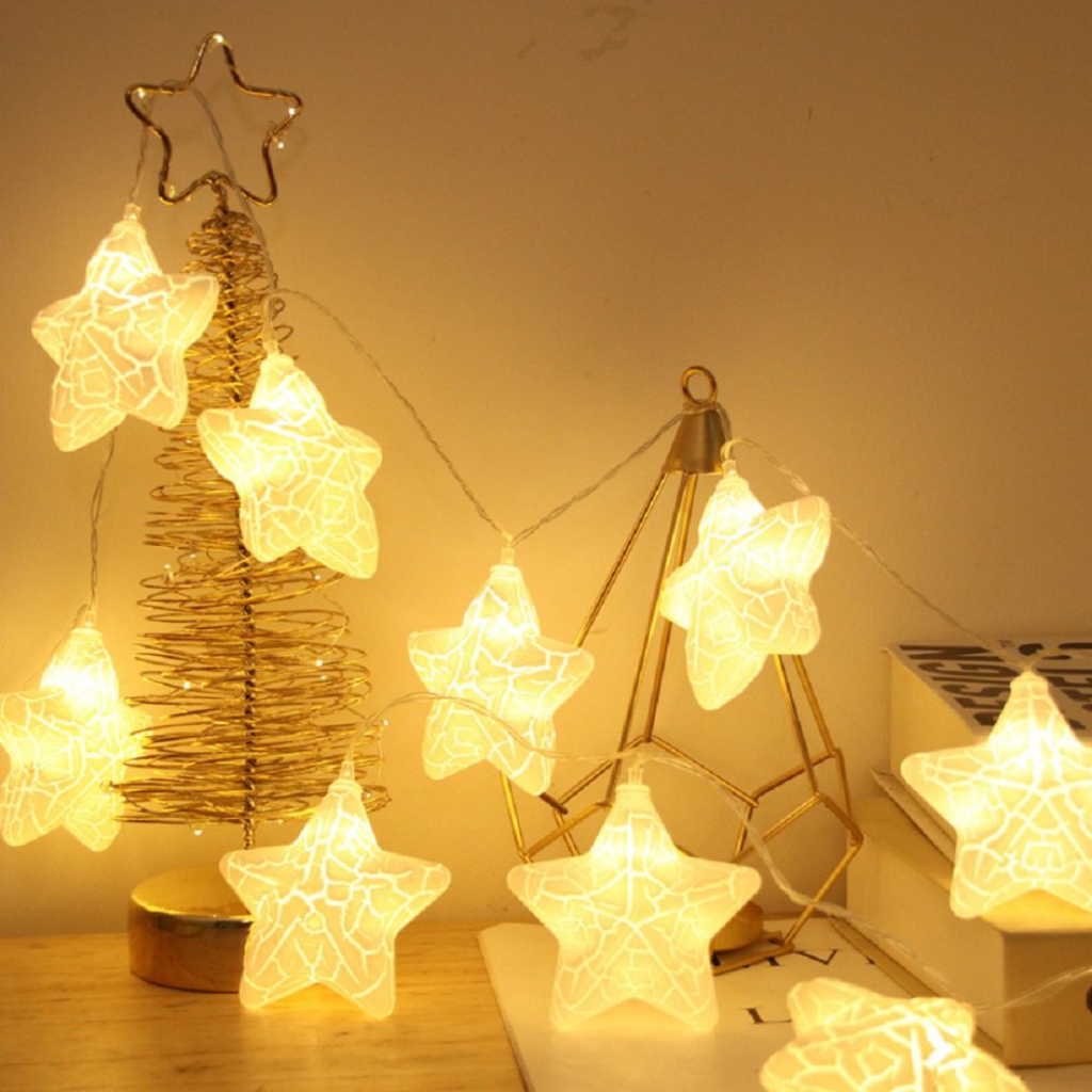 Cracked Star Decorative LED String Lights - White