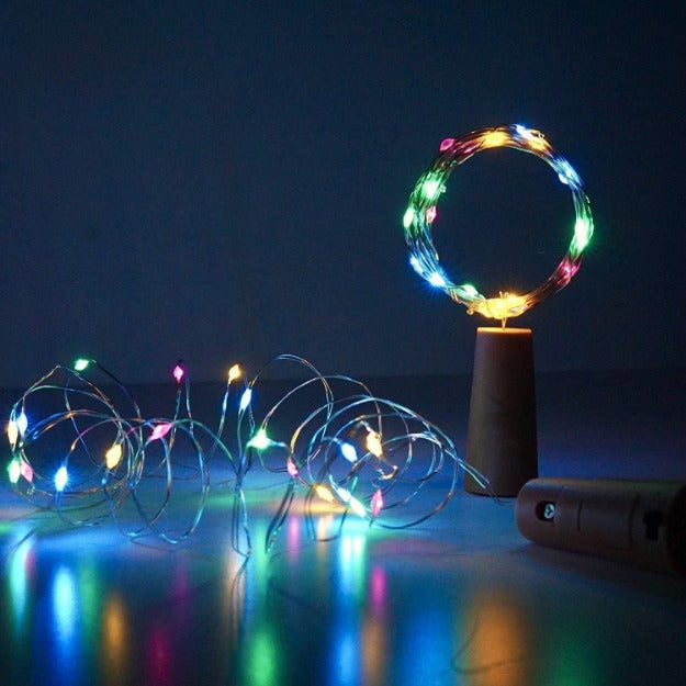 Fairy-light-bottle-cork-light-multi-chronosCopper Wire Fairy LED String Lights with Bottle Cork | Multi LED - Battery Operated