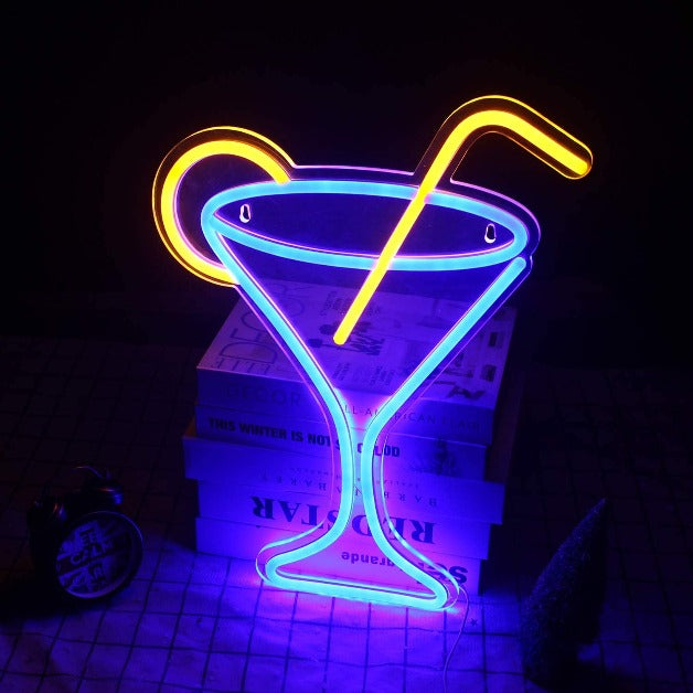 Neon Sign Light | Wall Hanging | Cocktail Glass