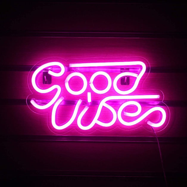 Neon Sign Light | Wall Hanging | Good Vibes - Pink