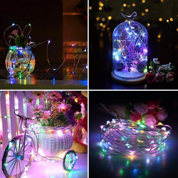 Copper Wire Fairy LED String Lights with Bottle Cork | Multi LED - Battery Operated