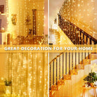 Curtain LED lights with 8 flashing modes including waves, sequential, and steady glow