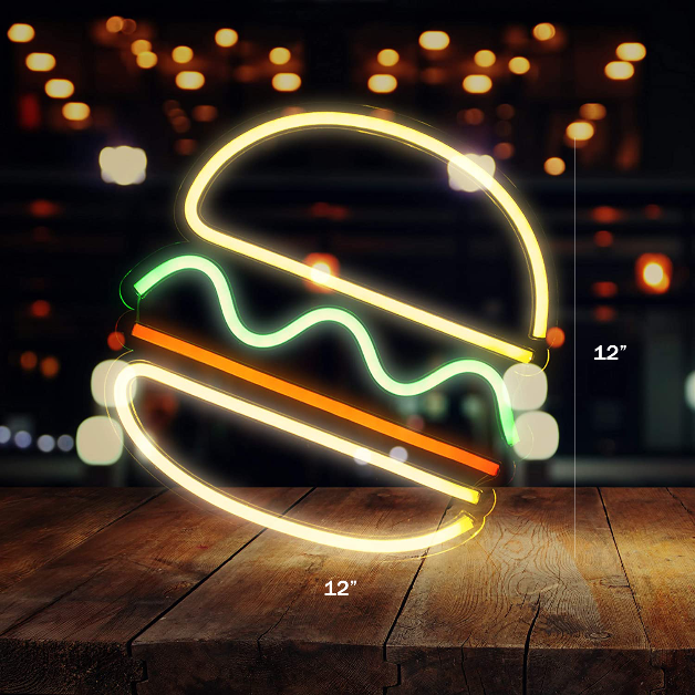 Neon Sign Light | Wall Hanging | Burger