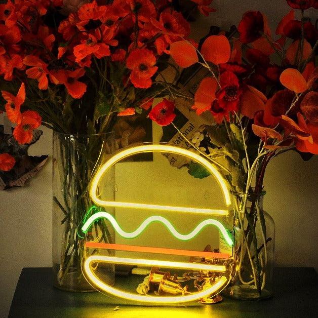 Neon Sign Light | Wall Hanging | Burger