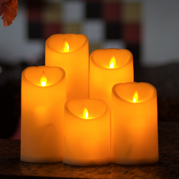 LED Moving Flame Pillar Candle - Smooth Ivory | Chronos Lights