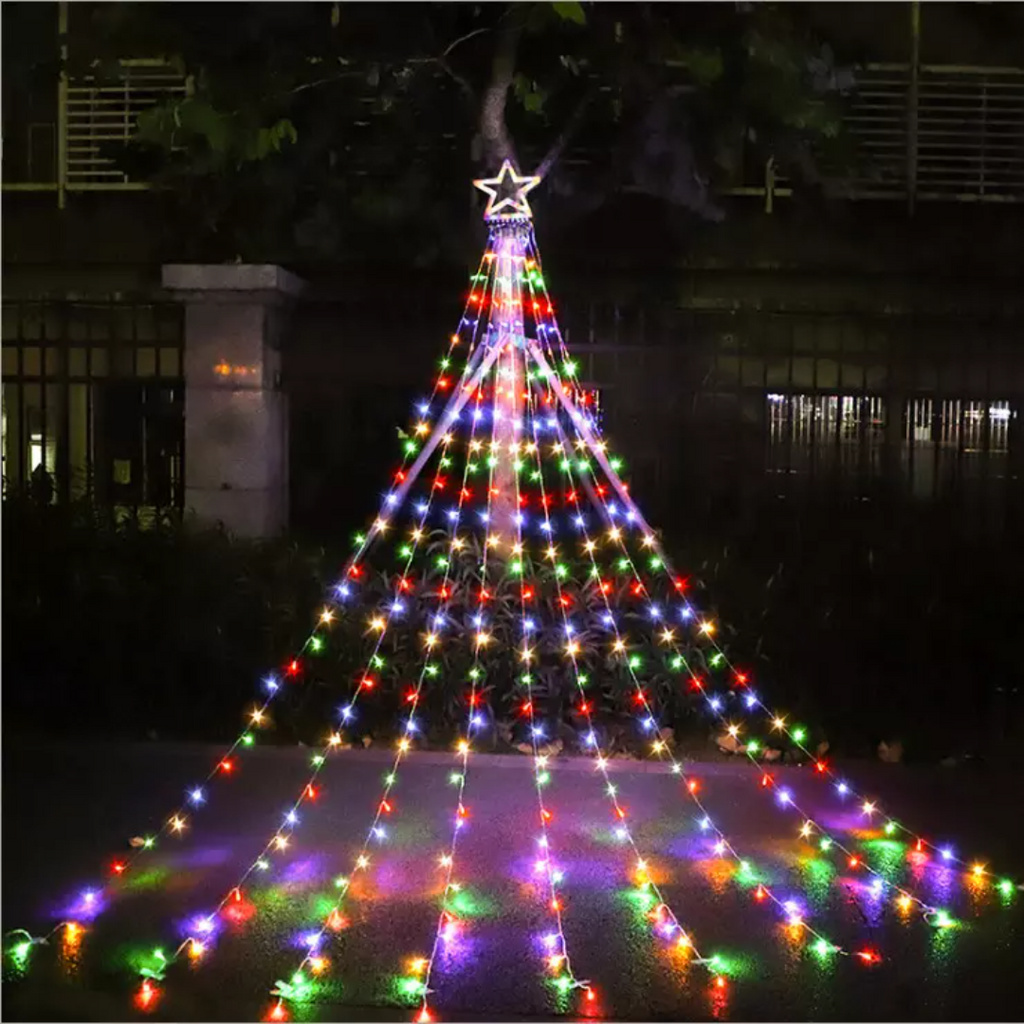Christmas Outdoor Decorations, 200 LED Waterfall String Lights | Multi LED | Chronos Lights