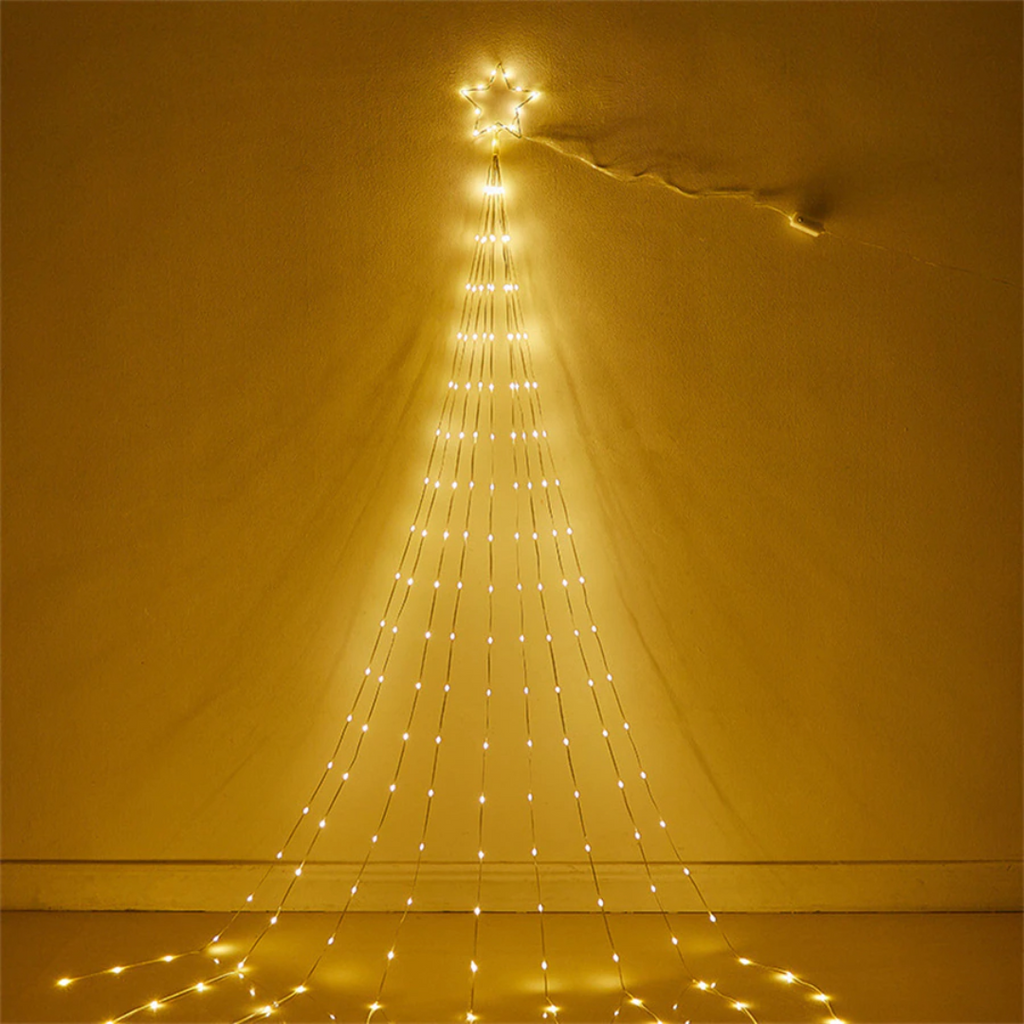 Christmas Outdoor Decorations, 200 LED Waterfall String Lights | Warm White LED | Chronos Lights