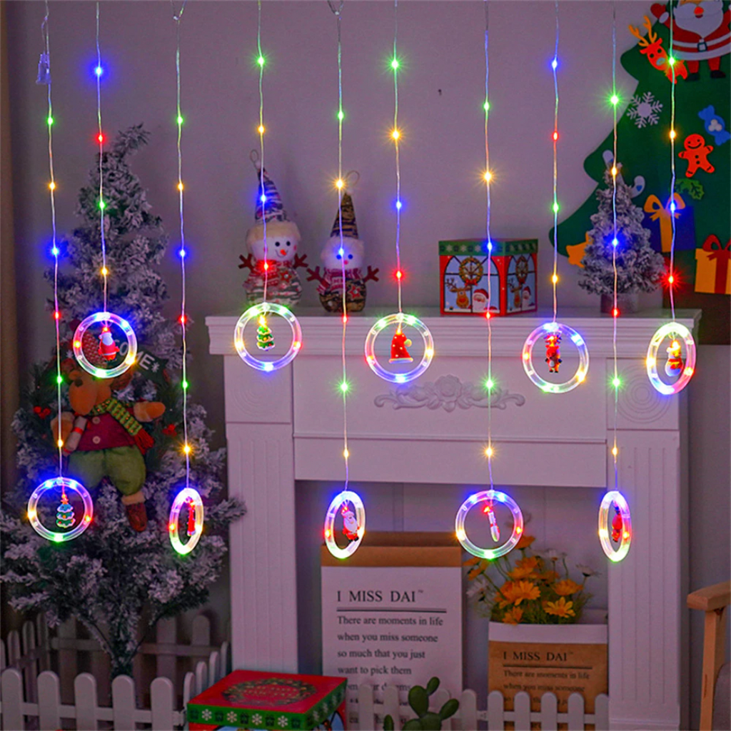 Christmas Rings Curtain Lights | Multi LED | Chronos Lights