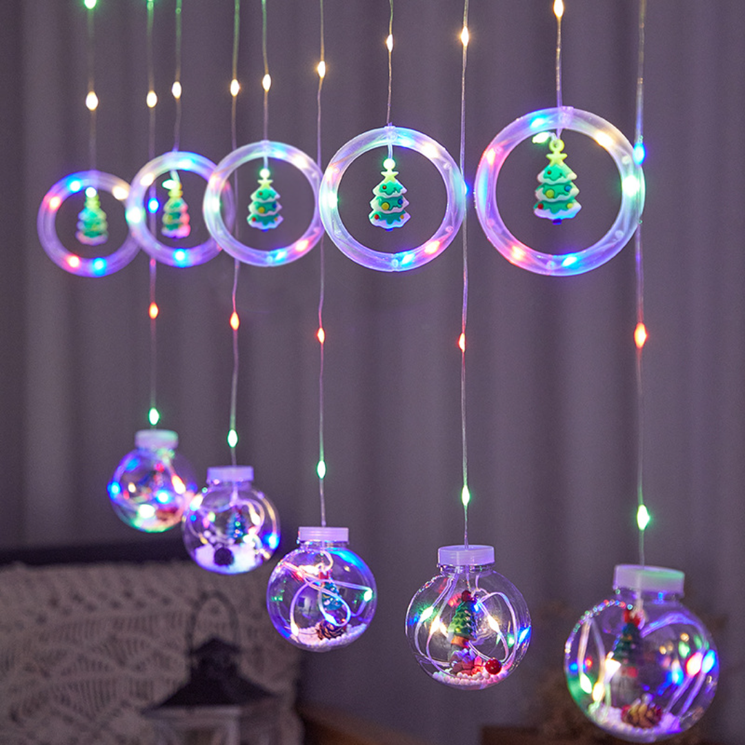 Christmas Rings + Balls Curtain Lights | Multi LED | Chronos Lights