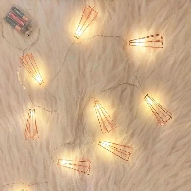 Cage String Lights - 3AA Battery + USB Operated | Rose Gold