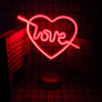 Neon Sign Table Lamp | Battery & USB Operated | Cupid Heart with Love