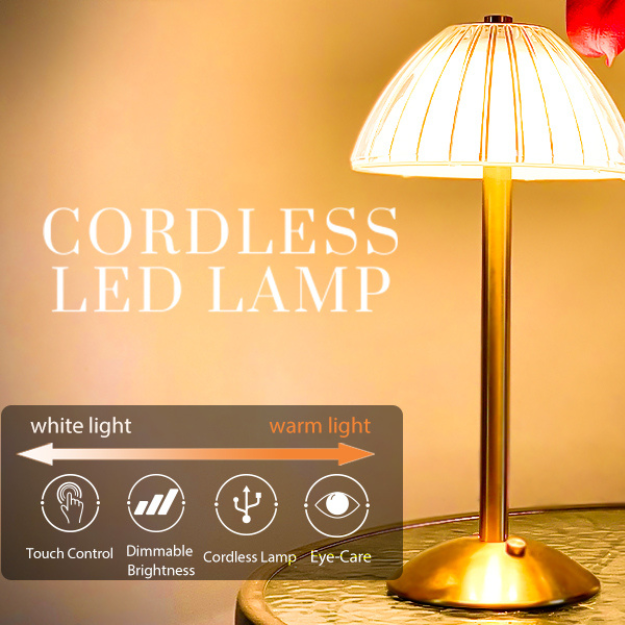 Cupola Portable Rechargeable LED Table Lamp | Cordless 3 Color Touch Sensor