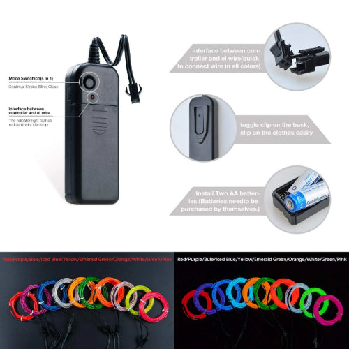Neon Electroluminescent EL Wire Lights | 2AA Battery Operated - Chronos