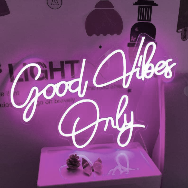 Good Vibes Only | Neon Sign Light Premium| Baby Pink