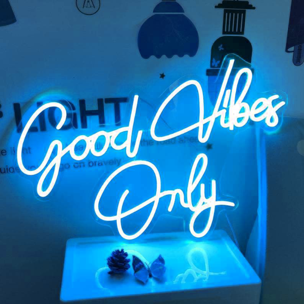Good Vibes Only | Neon Sign Light | Ice Blue