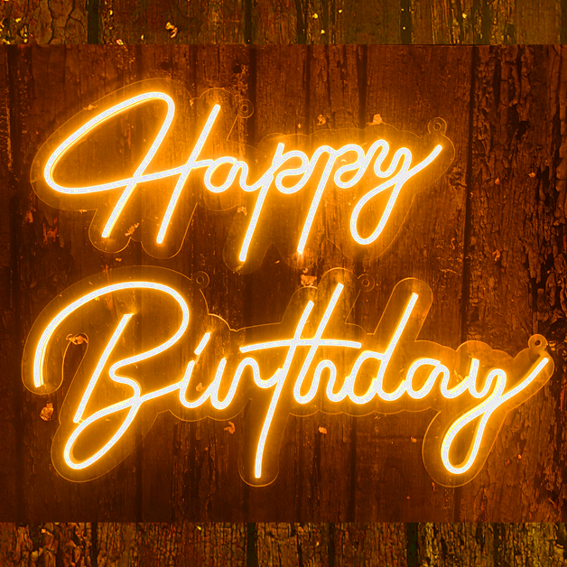 Happy Birthday Neon Sign Light | Model 2 | Orange