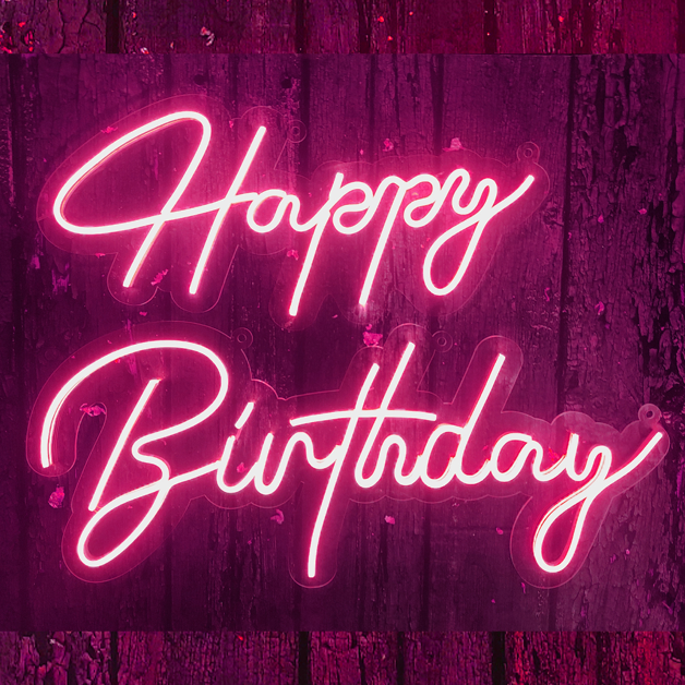 Happy Birthday Neon Sign Light | Model 2 | Pink