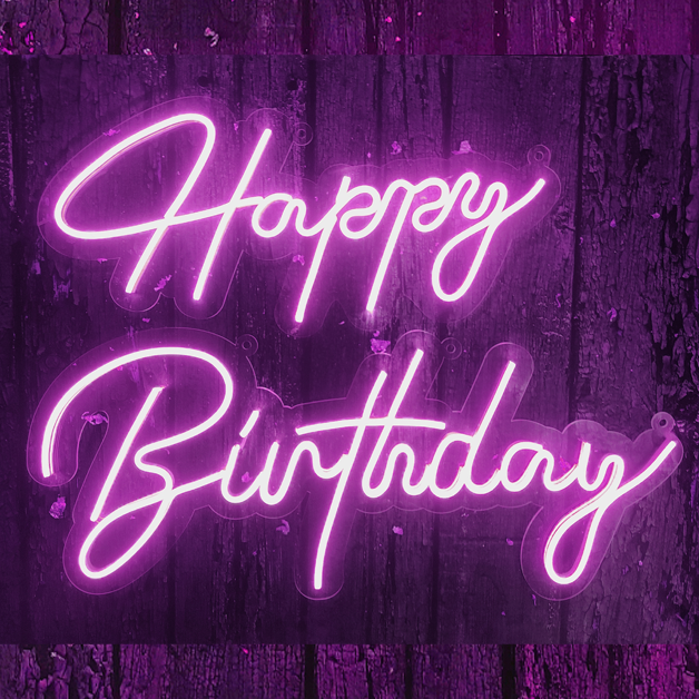 Happy Birthday Neon Sign Light | Model 2 | Purple
