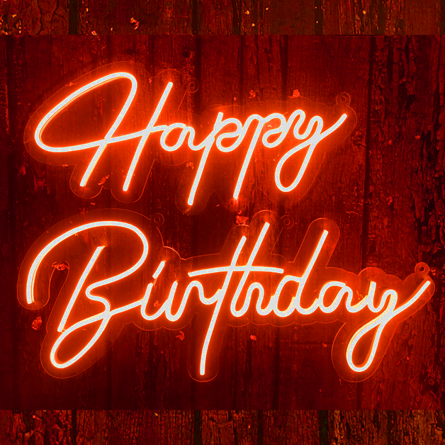 Happy Birthday Neon Sign Light | Model 2 | Red