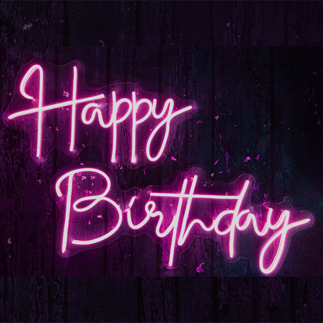 Happy Birthday Neon Sign Light - Model 1 | Pink