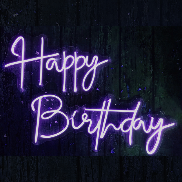 Happy Birthday Neon Sign Light - Model 1 | Purple