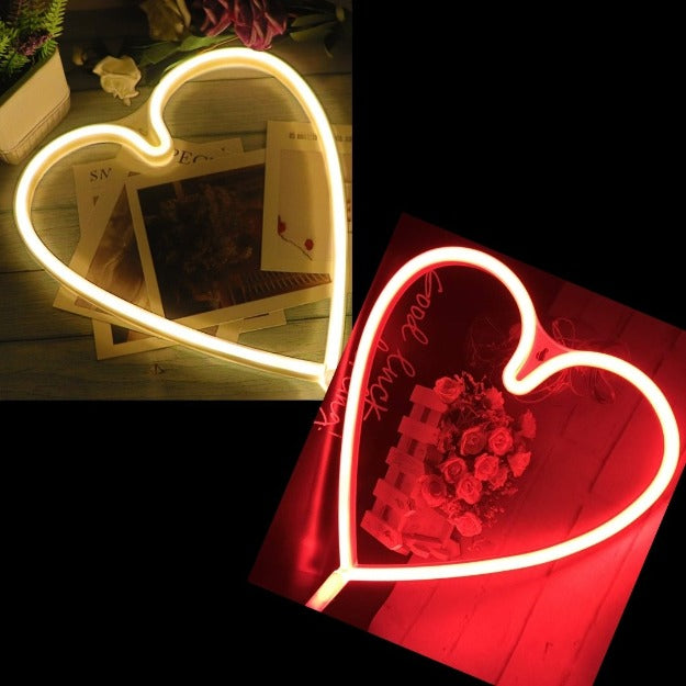 Neon Sign Lamp Wall Hanging | Battery & USB Operated | Heart