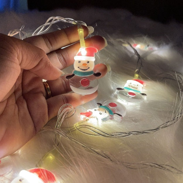 Snowman led string lights warm white - Chronos